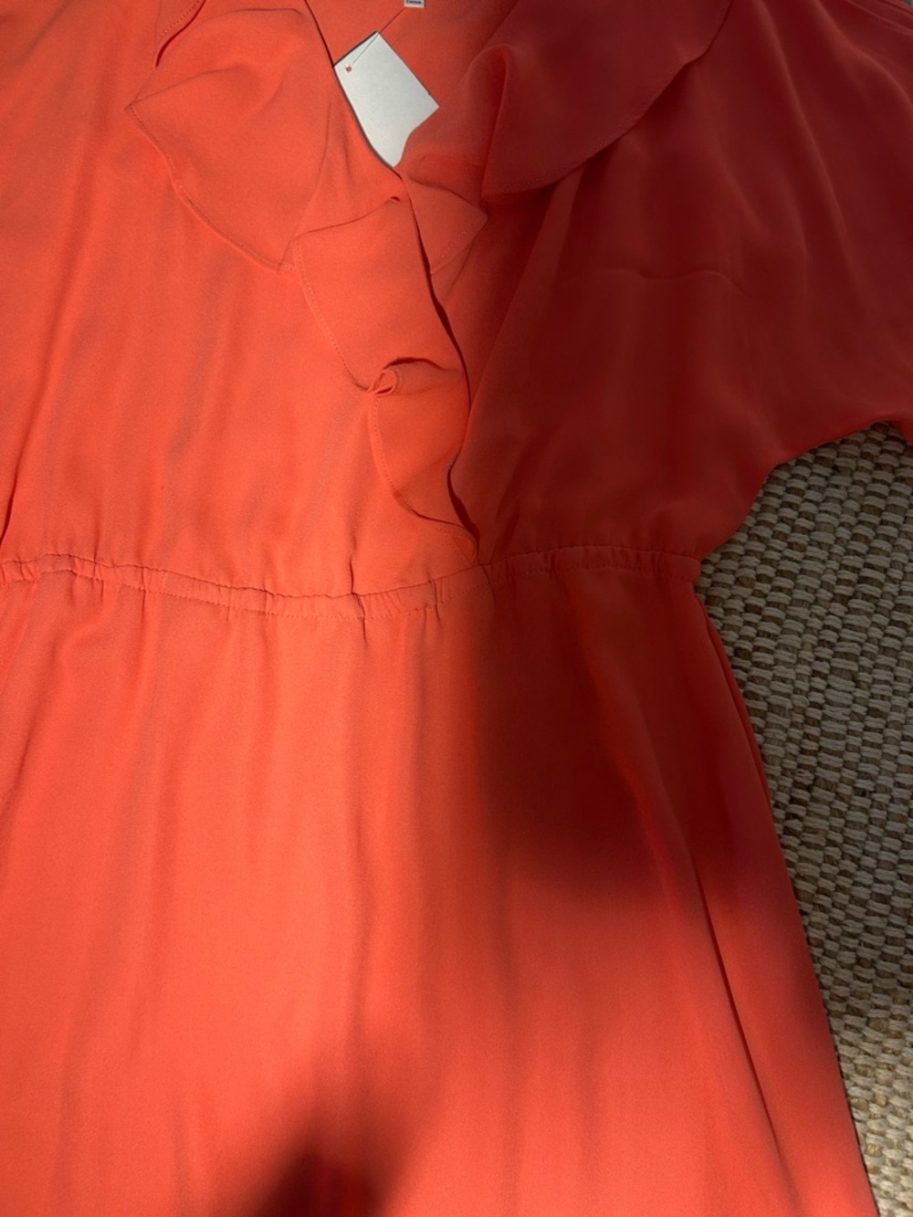 Coral Ruffle V-Neck Mini Dress - Picture 8 of 11